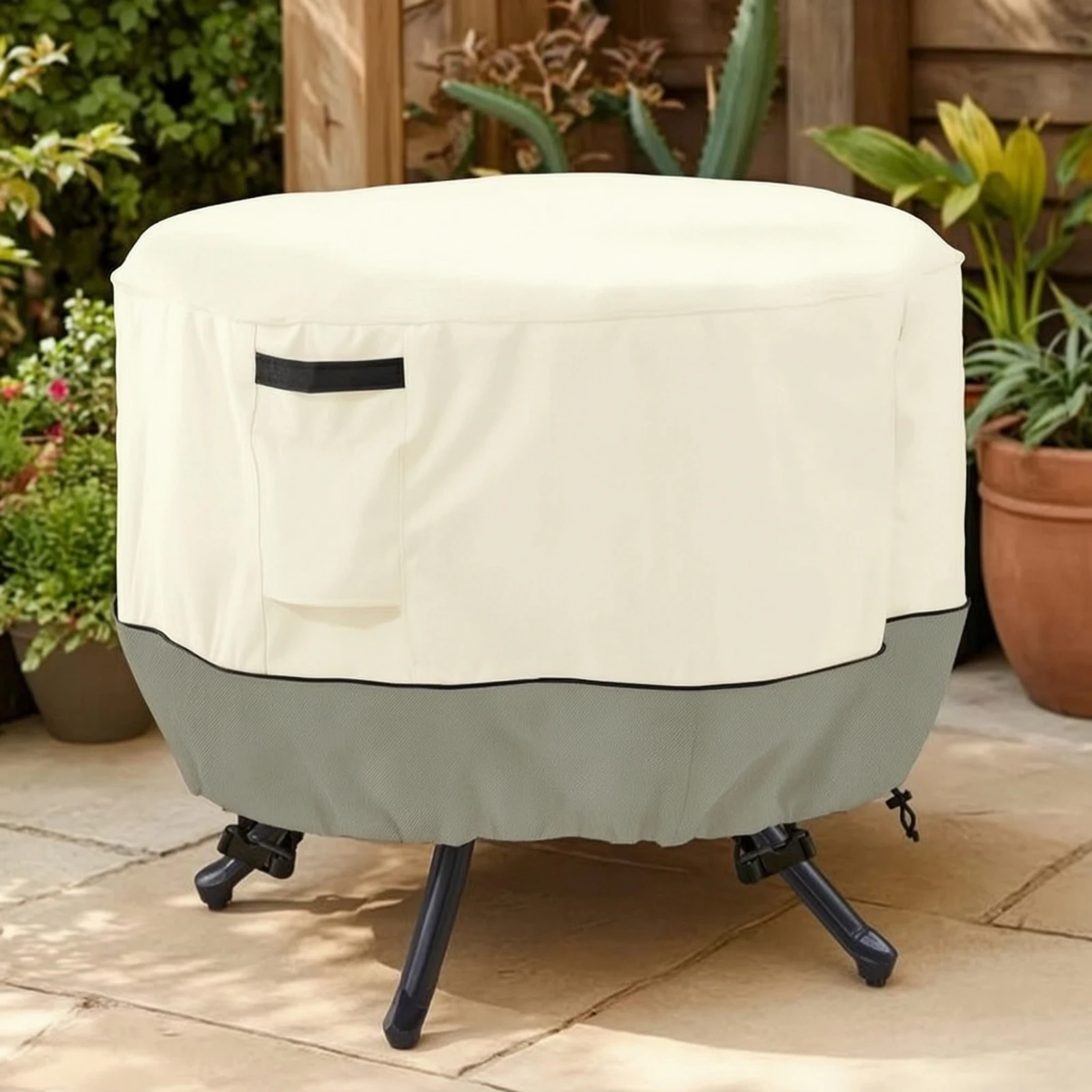 Round Patio Table Cover Fitted Patio Table Cover with Drawstring Outdoor Weatherproof for Garden, Balcony