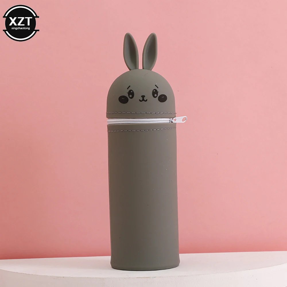 Imagem -03 - Estojo de Lápis de Silicone Portátil Bolsa de Armazenamento de Papelaria de Coelho dos Desenhos Animados Recipiente Pen Holder Organizadores de Mesa de Grande Capacidade