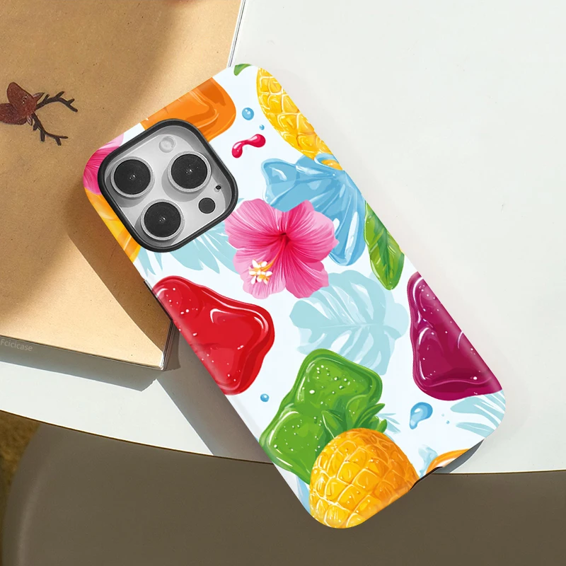 เคสโทรศัพท์แบบแม่เหล็กสำหรับ iPhone 17 Air 13 14 15 16 Pro Max 16 Plus 12 11  วัสดุซิลิโคนนิ่มลายดอกไม้และผลไม้