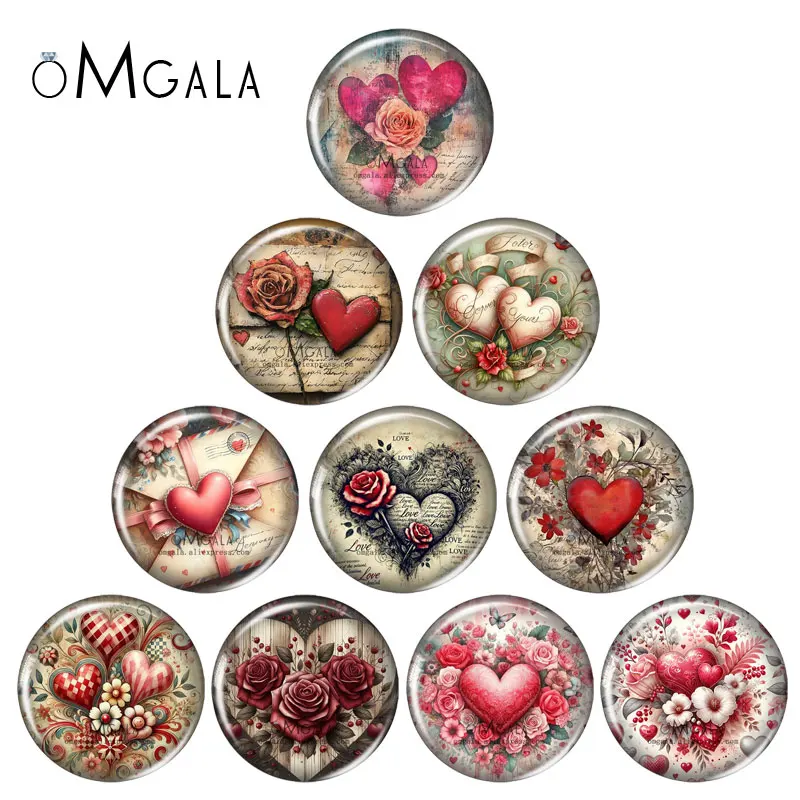 Vintage Rose Flower Art Paintings 12mm/18mm/20mm/25mm Round Photo glass cabochon demo flat back Making findings