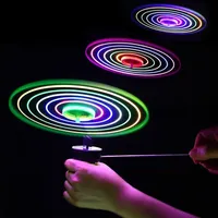 Kids Luminous Flying Disc Propeller Toys  Lighting Pull String Flying UFO Toy Spinning Top Outdoor Game Sports Toy Gift