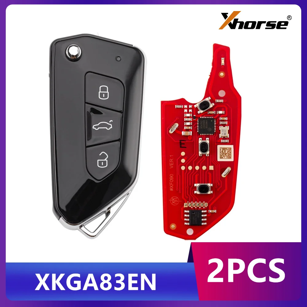 

Xhorse XKGA83EN 2nd Generation All Black GA08 Style 3 Buttons Wire Remote Key 2pcs/lot