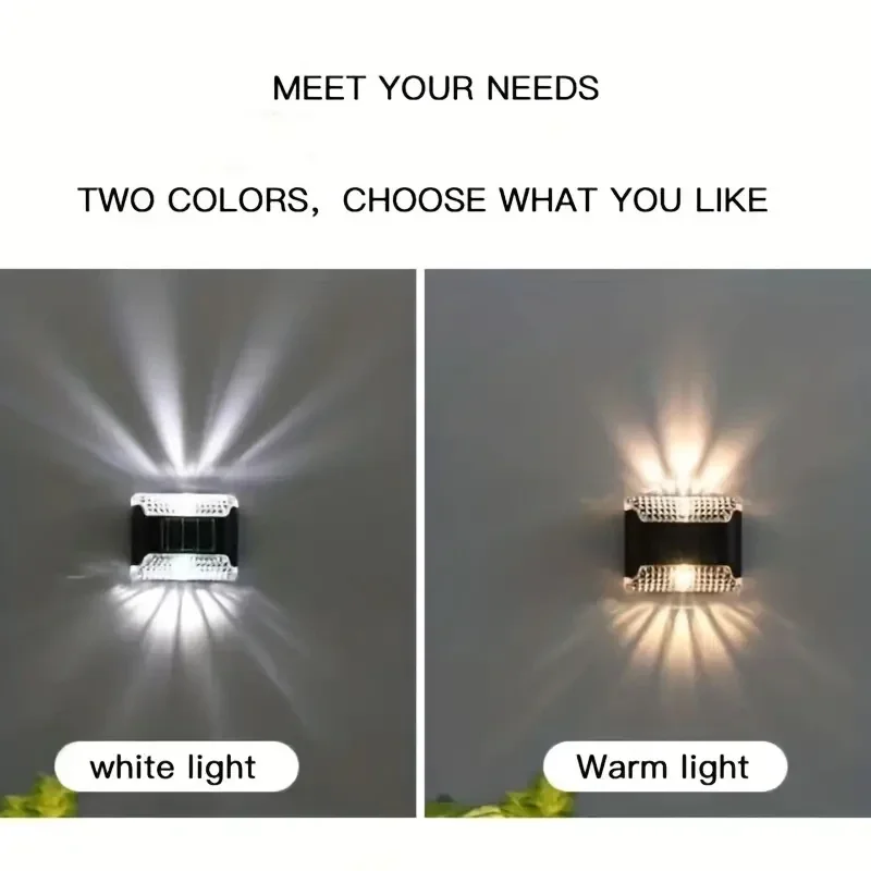 Solar Up And Down Wall Lights;Outdoor Waterproof LED Step Light;Solar Fence Lights For Outdoor Yard Garden Lawn Patio Courty