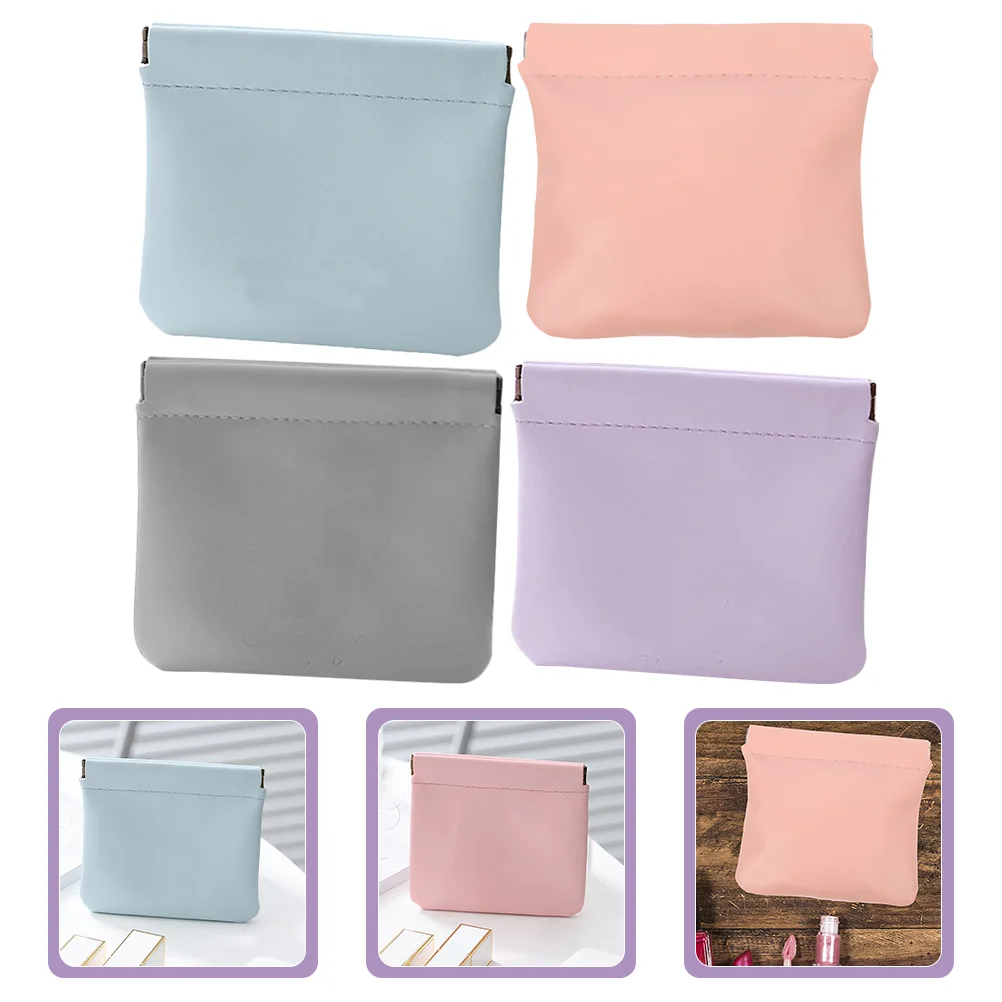 Trousse de toilette pour rouge à lèvres, petite trousse de maquillage en PU, trousse de rangement pour voyage Miss, 4 pièces