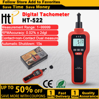 HTI HT-522 Handheld Digital Tachometer Contact and Photoelectric Tach Industrial Rotation Speed Measurement RPM Meter
