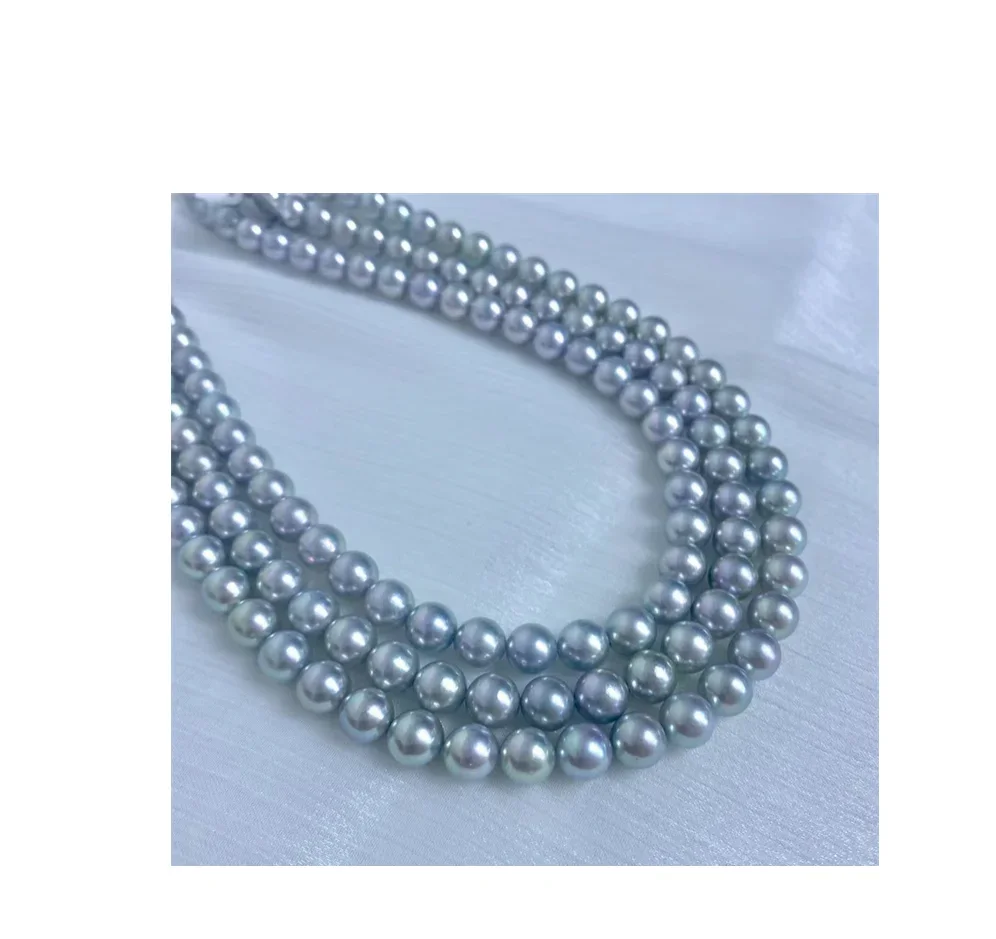 Charming 17inch 8-9mm Natural Gray Pearls Neckalce for Women Free Shipping Wedding Gifts Sterling Silver 925