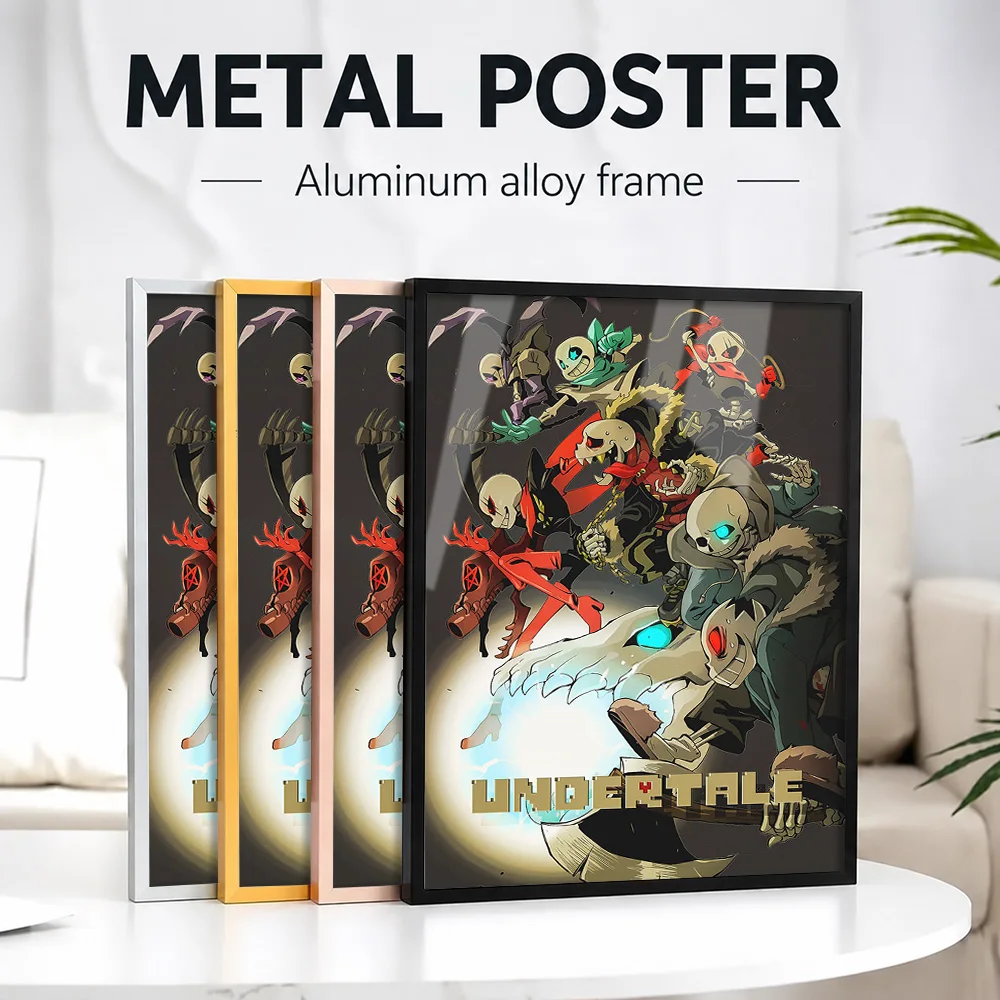 Undertale Framed Aluminum Metal Poster Customized Photo Enchanting Graphic Style Wall Art For Player Lounge Adventure Fan Gift