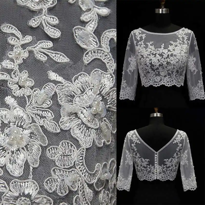 

Graceful Bridal Wraps Wedding Jackets Appliques Long Sleeves Jacket Shawl Coats Tulle Bridal Accessories Wedding & Events