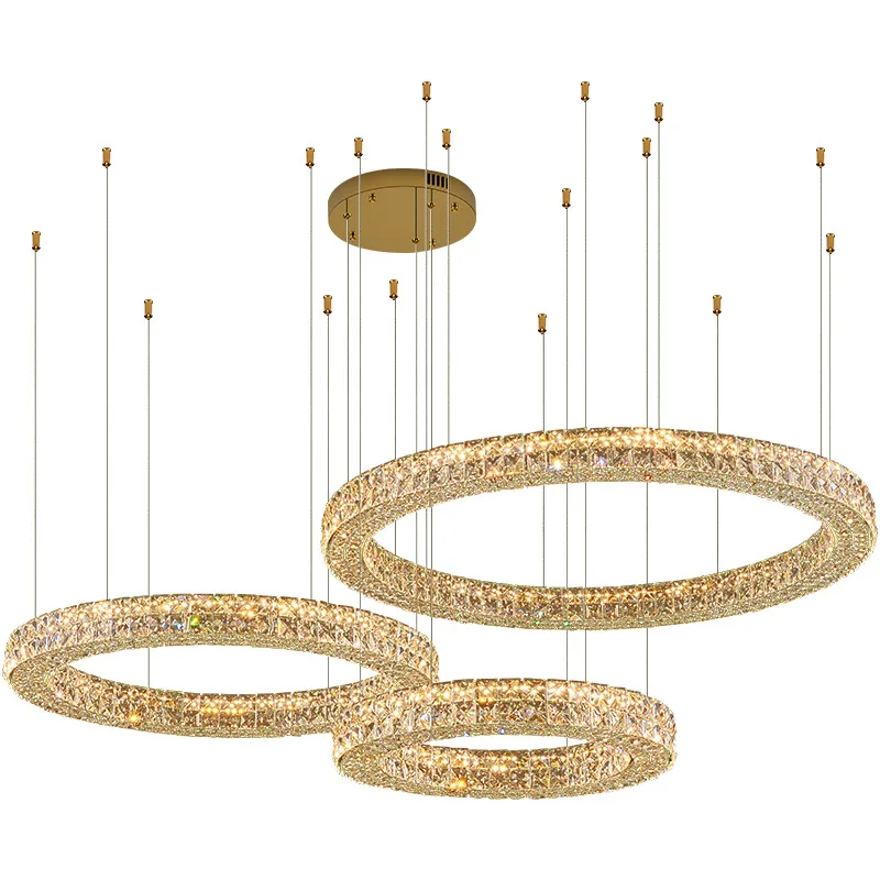 Designer Living Room Pendant Light Luxury Style 2025 New High-end Atmospheric Circular Crystal Pendant Light Living Room Main Li