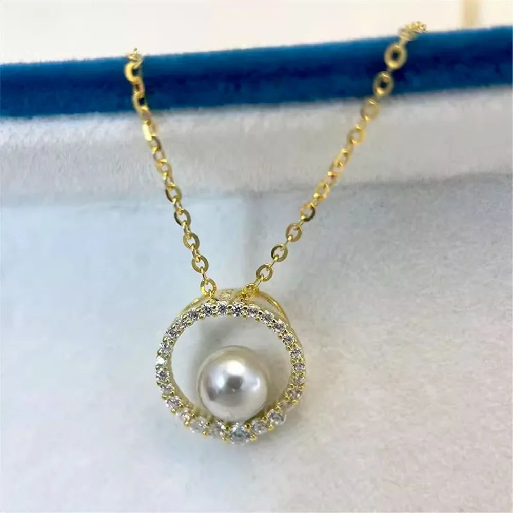 S925 Sterling Silver Pearl Pendant Setting, DIY Empty Bezel Cup Jewelry Supplies for Craft Making, Hollow Prong Pendant Findings