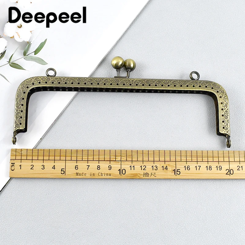 1Pc Deepeel 20cm Embossed Metal Purse Frame Bags Handle Handbag Strap Chain DIY Sewing Brackets Wallet Kiss Clasp Accessories