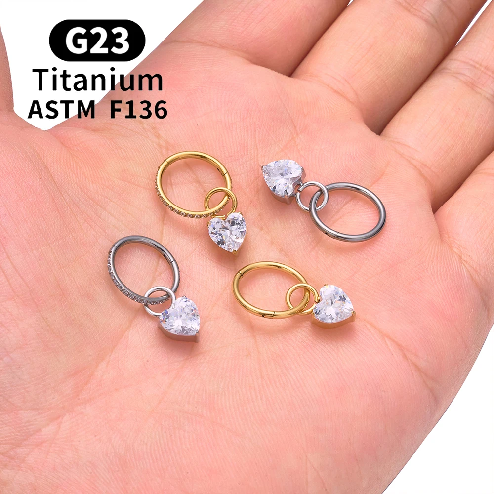 ASTM F136 Titan Birnenherz Kite CZ Drape Rook Ohrring 16G Clicker Hoop Knorpel Tragus Conch Lobe Helix Piercing Schmuck – Detail 22