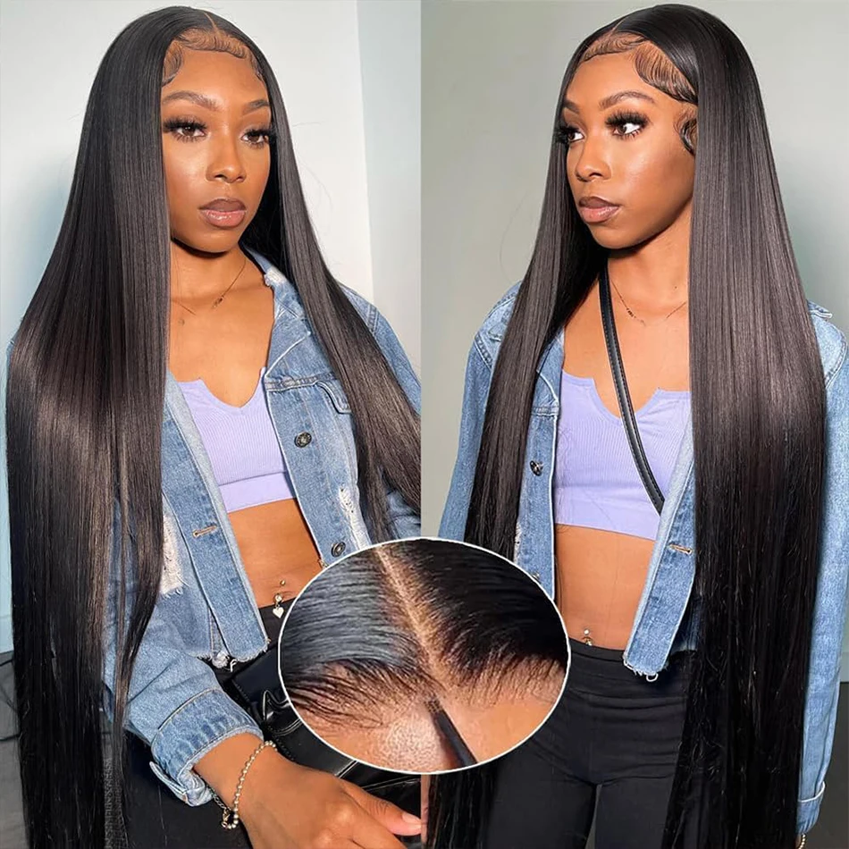 13X4 Lace Front Human Hair Wigs For Black Women Natural Hairline Transparent Straight Lace Frontal Wig Human Hair Pre Plucked