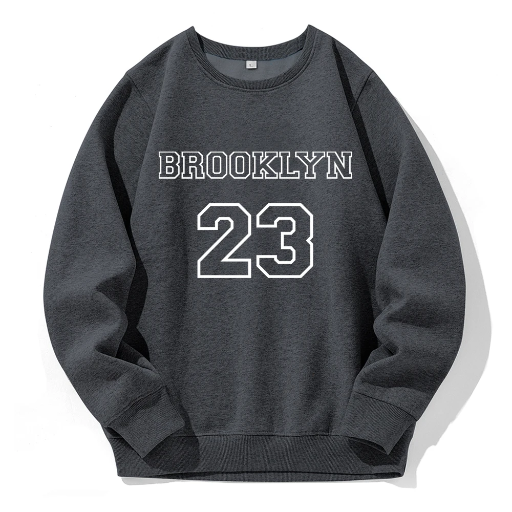 Brooklyn 23 Usa City Street Letter Hoodies Male Warm Fleece Loose Pullovers Novelty Fashion Hooded Basic Trend Casual Sweatshirt