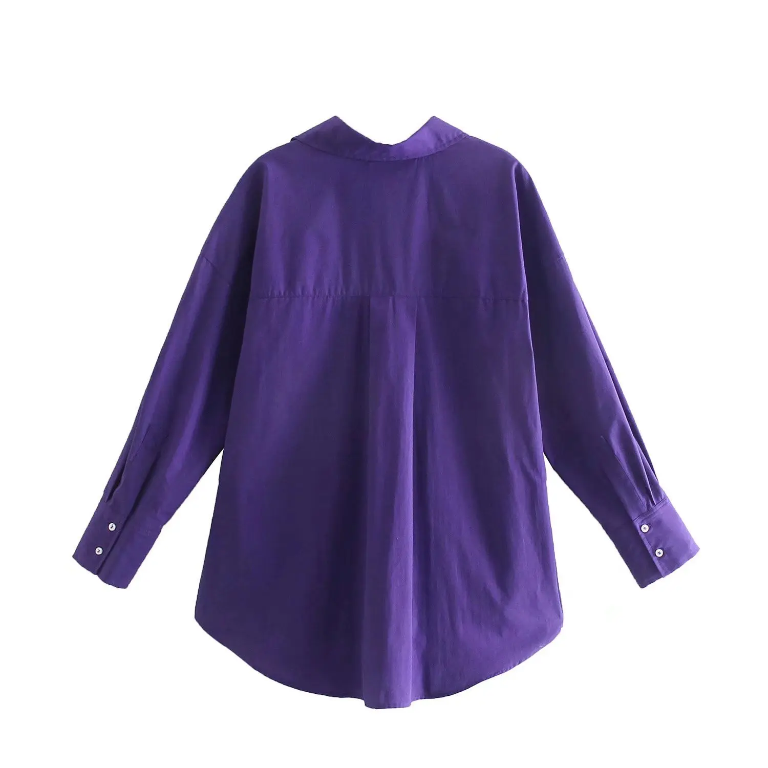 TRAF 2023 Purple Shirt Women Oversize Long Shirts for Women Button Up Shirts and Blouses Woman Long Sleeve Summer Top Female