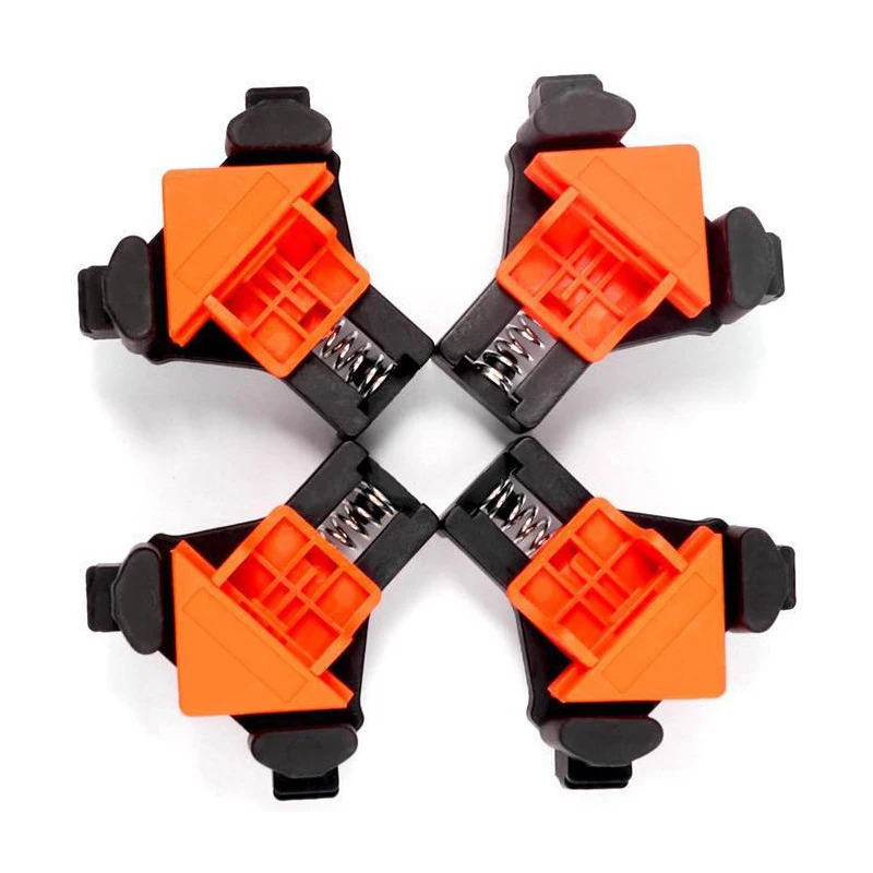 4pcs Angle Clamp 90 Degree Spring Loaded Corner Clamp for Woodworking Precision Joinery Cabinet Making DIY Tool