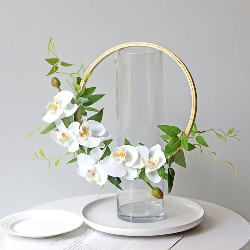 Feel Phalaenopsis ring pendant wall decoration simulation silk flower wedding photography props hand-held fake flower shop windo