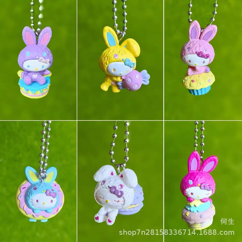 Cartoon Character HelloKitty Mini Anime Figue Candy Series Kawaii Keychain Cute Macaron Cake Bag Pendant Collectibles  Gifts view 6