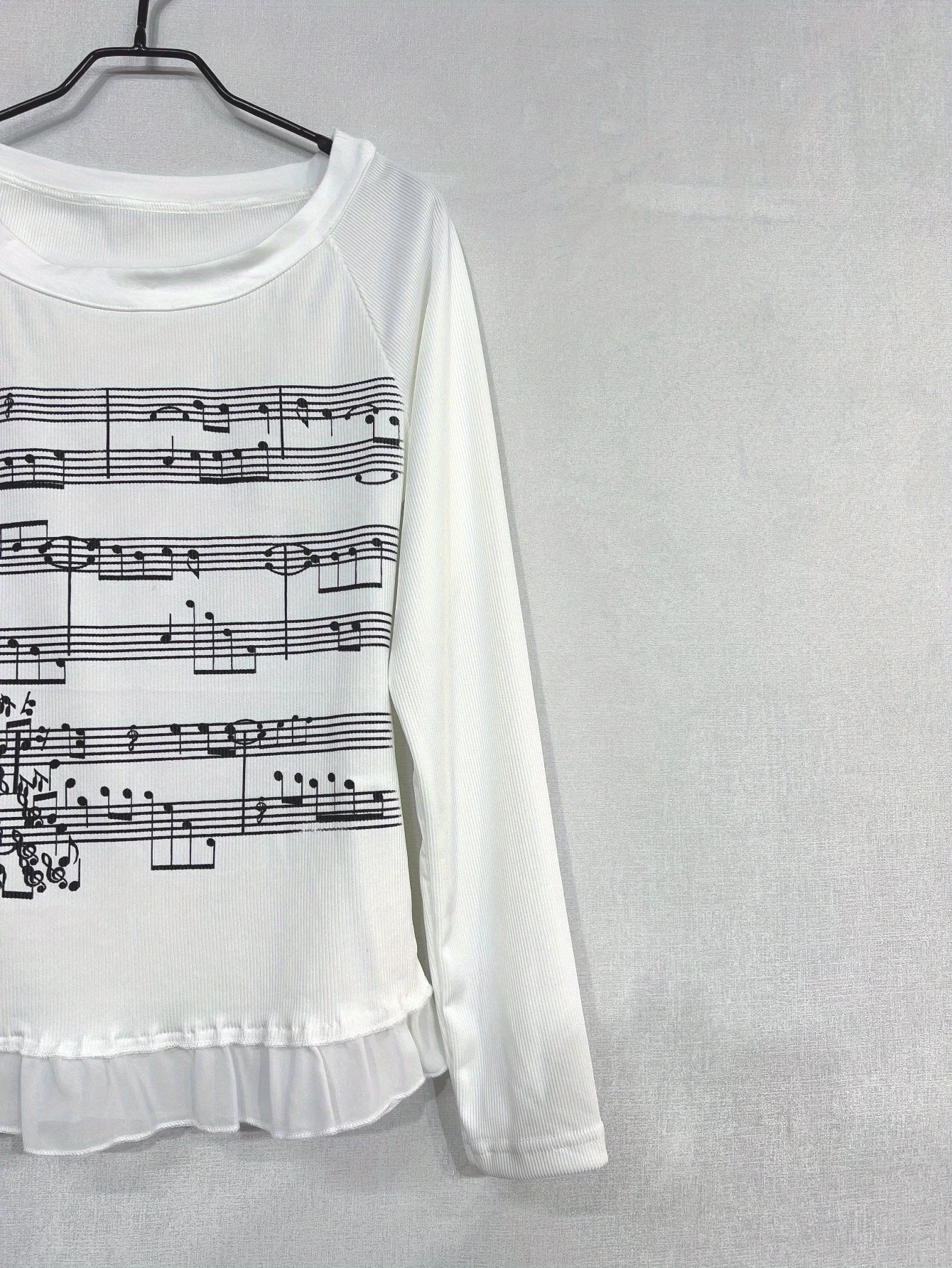 Y2k Emo Damen Streetwear Musiknoten-Grafik Acubi T-Shirt Tops Langarm Ästhetik Harajuku Goth Grunge 2000er Alt Kleidung – Detail 6