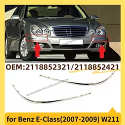 for 2007-2009 W211 Mercedes Benz E320 E350 E550 E63 AMG Car Front Bumper Garnish Molding Chrome Strip Trim 2118852321 2118852421