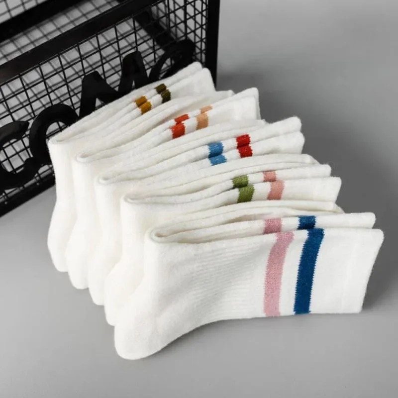 1/5 pares de calcetines de media caña para mujer, color sólido, transpirables, cómodos, para otoño e invierno, absorbentes del sudor, calcetines informales de alta calidad para deportes