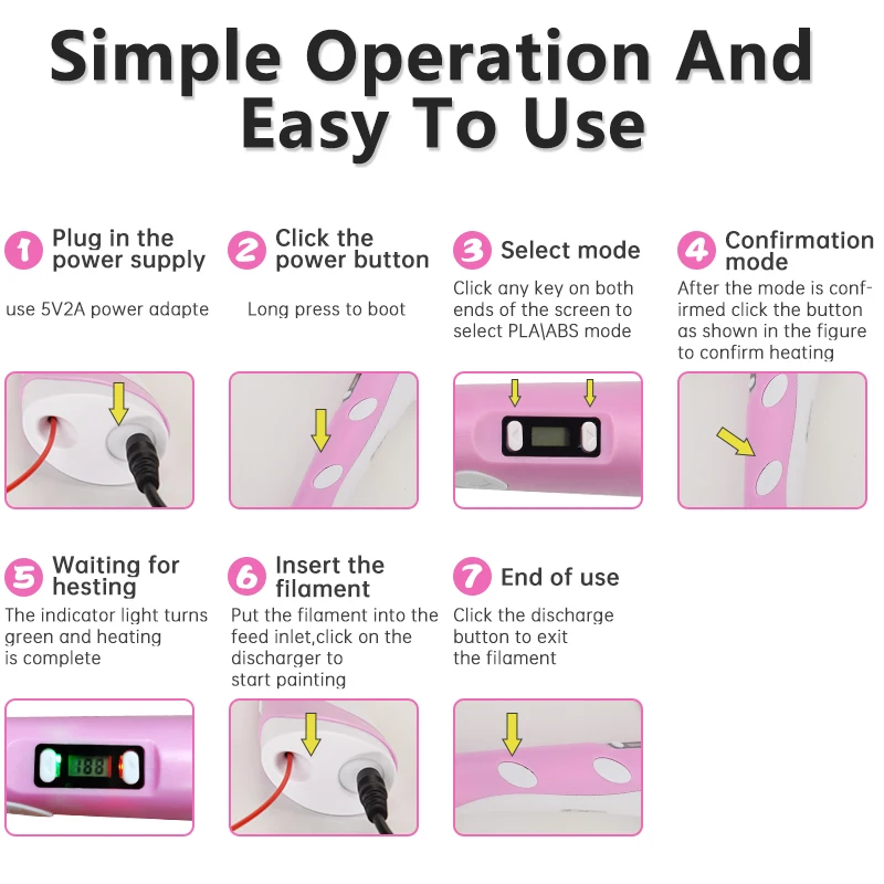 Bolígrafo de impresión 3D con filamento PLA de 1,75mm para niños, Pluma de impresión de dibujo 3D, regalo de cumpleaños y Navidad