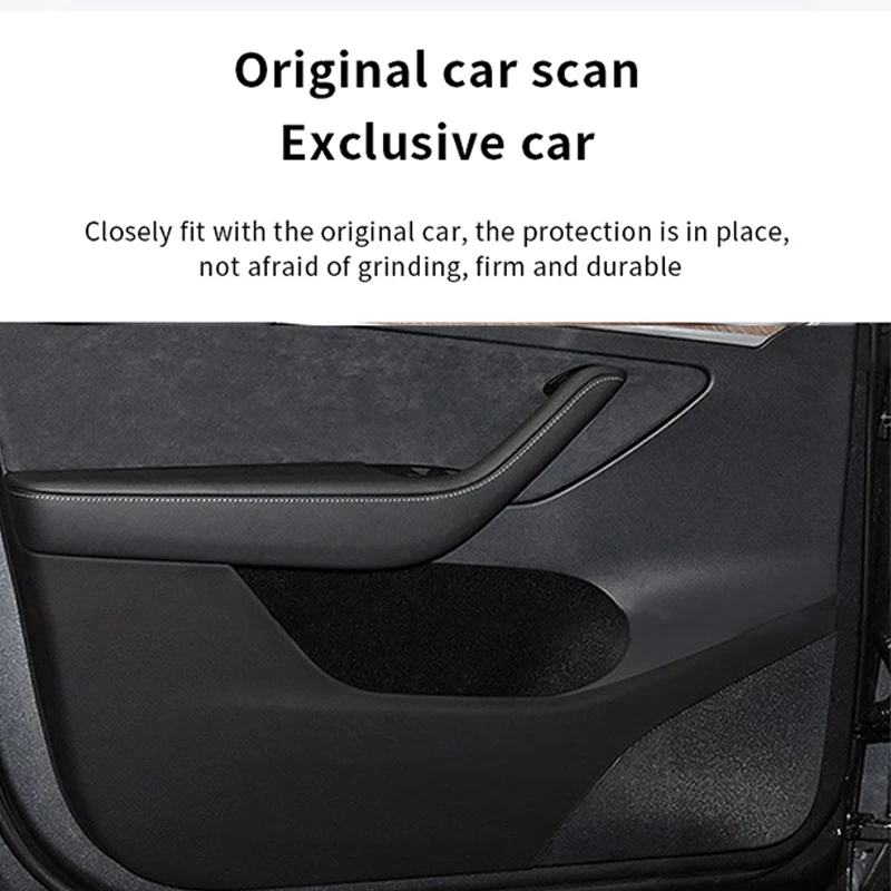 For Tesla Model Y 2024 Door Kick Mats Door Panel Protectors  Door Scratch and Dirt Prevention Leather Sticker  Accessories