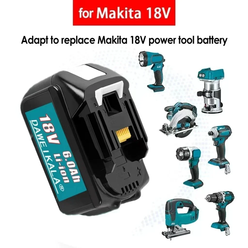 Waitley 18V4.0 5.0 6.0Ah Rechargeable Battery For Makita Power Tools with LED Li-ion Replacement LXT BL1860 1850 18V 6A.6000mAh