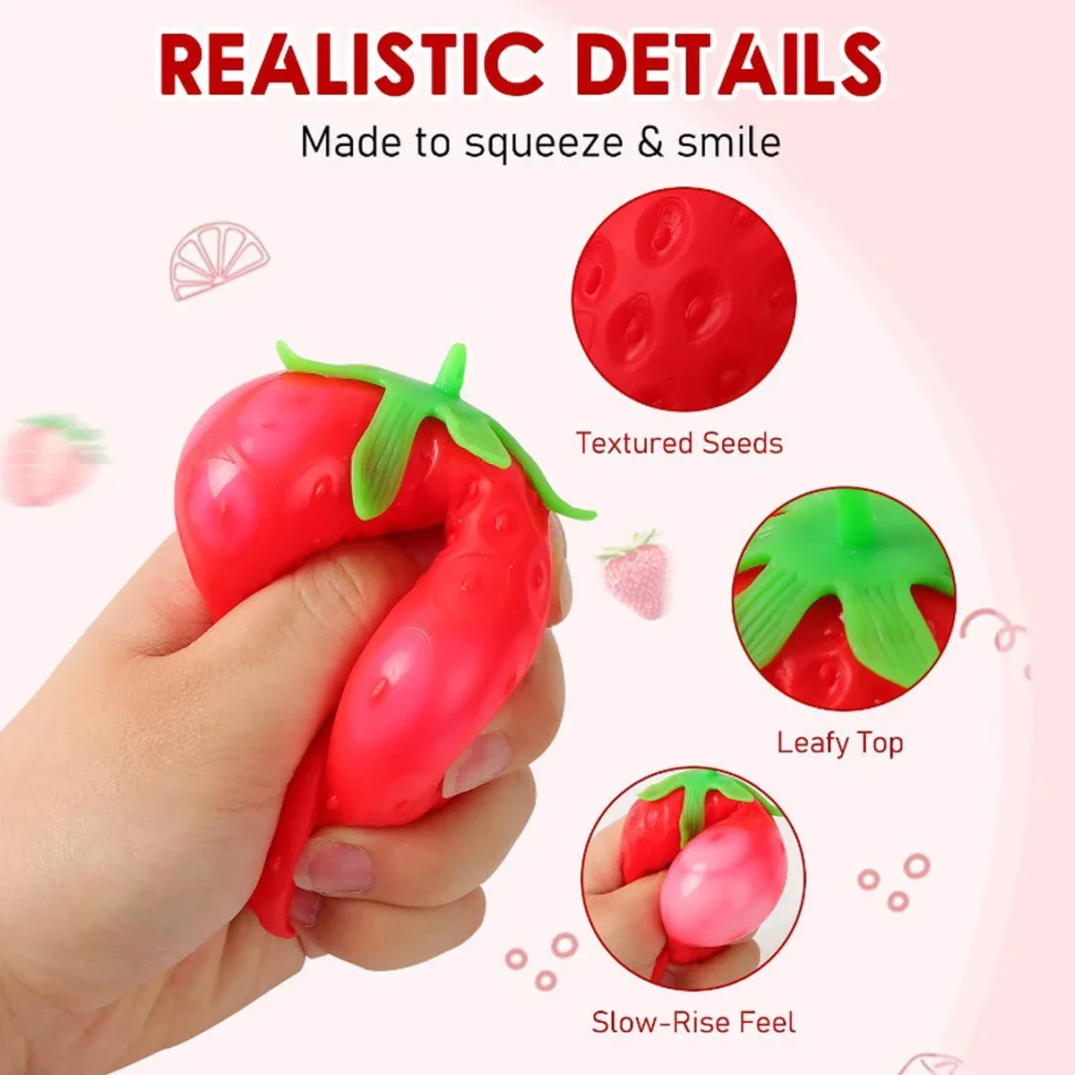 1/2/3Pcs Strawberry Squishy Toy Large Size Strawberry Fidget Toys Quick Rising Shapeable Venting Ball for Friends Party Gifts