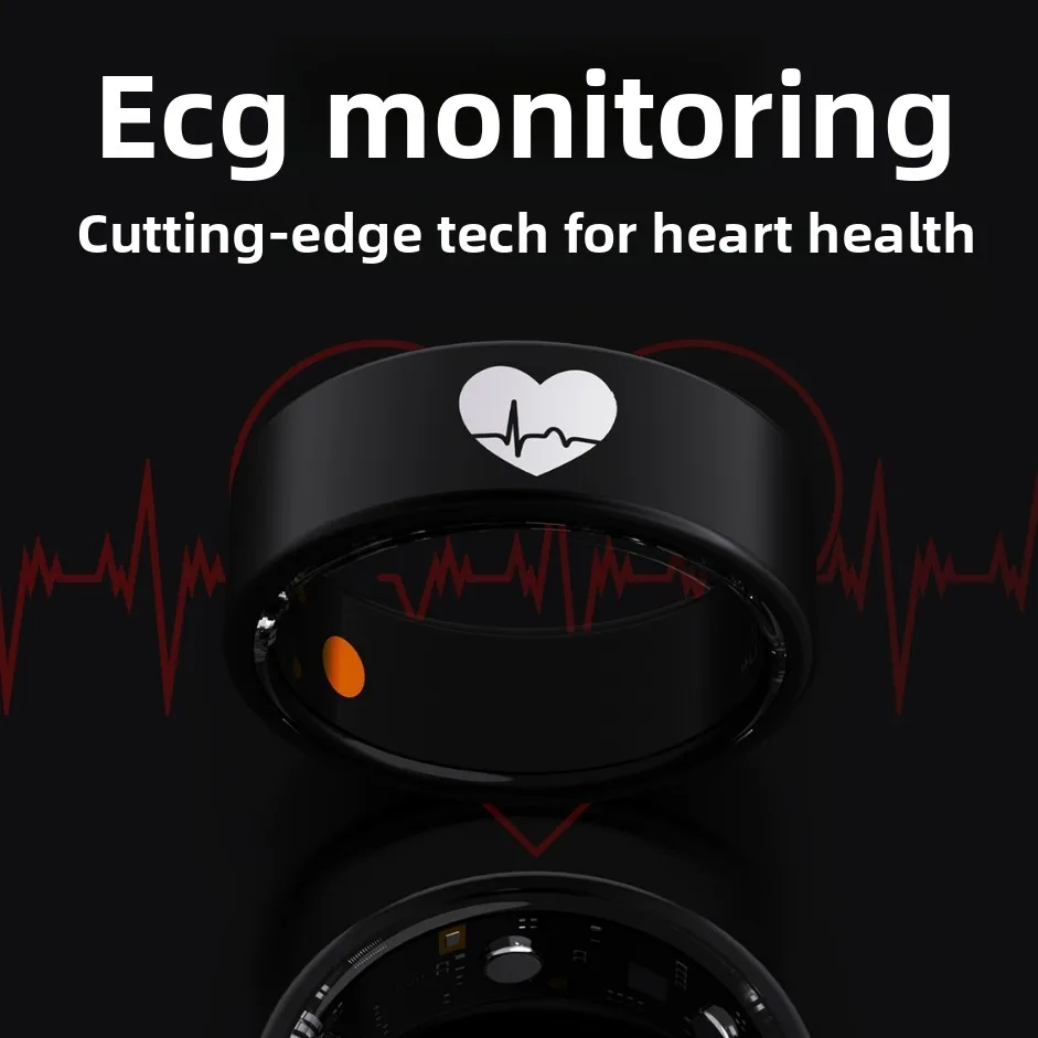 R30 Smart Wearable Bluetooth Ring Multi‑Sport Fitness Ring Record ECG Body‑Temp Heart‑Rate SpO2 Sleep & Step Data Tool