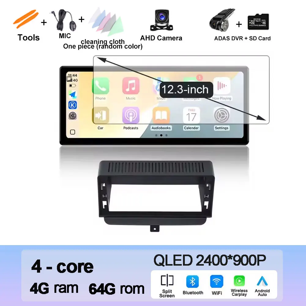 Draadloze CarPlay Voor Audi A1 2012-2018 Autoradio Multimedia Navigatie GPS Android 15 WIFI 4G LTE QLED touchscreen DSP Stereo