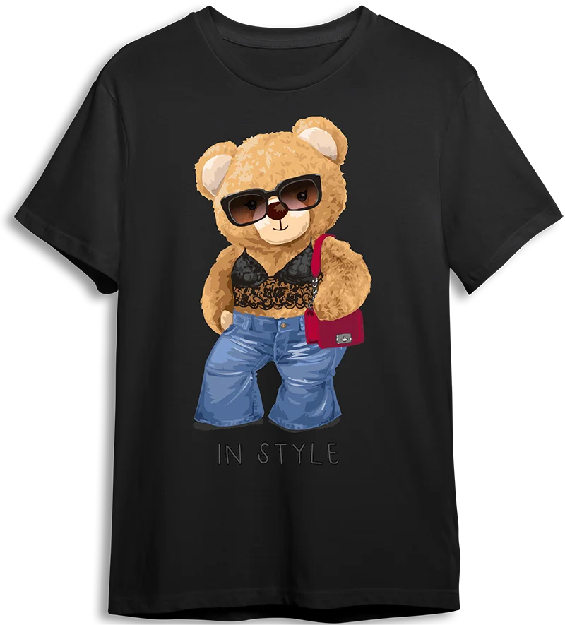 Too Teddy Girl Bear Ironed Sticker Clothes DTF Fashion T-shirt Hoodie DIY Jacket Patch Hot Paste Paper