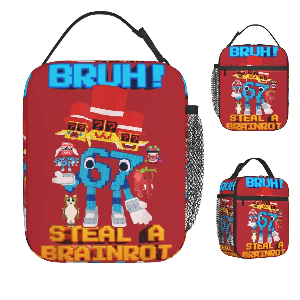 

67 Six Seven 6-7 - Забавная сумка-холодильник Steal Brainrot Kids Gaming Meme, портативная сумка-холодильник на молнии, термосумка-тоут