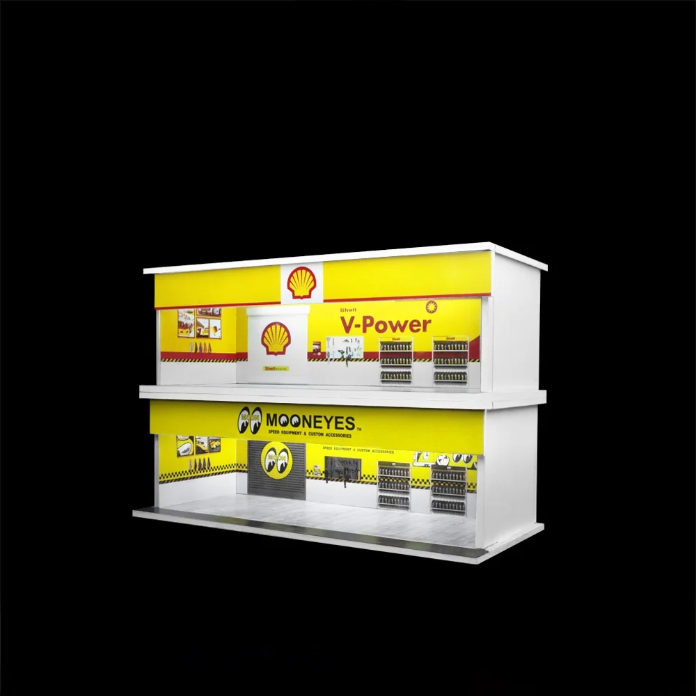 

MoreArt:64 Moon Eye ell Repair Light Version Assembly Scene Car Repair Scene Collectible Model Toy Vehicle Simulation