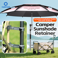 Camping Wagon Umbrella Holder， Adjustable Aluminum Alloy Sunshade Stand， Compact & Durable Design with Secure Connection