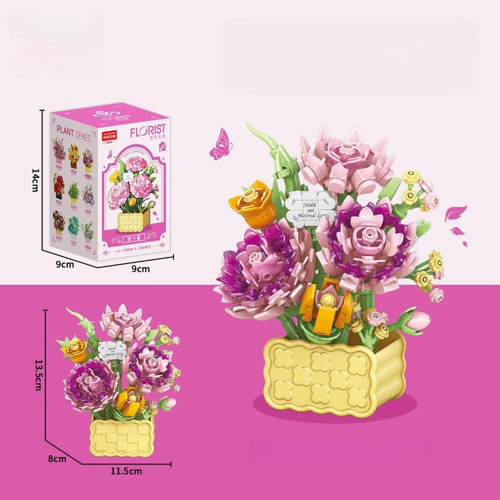 

Конструктор «Цветок»: пластиковые мини-блоки для сборки вечных цветов (роза, гвоздика, жасмин) – настольное украшение