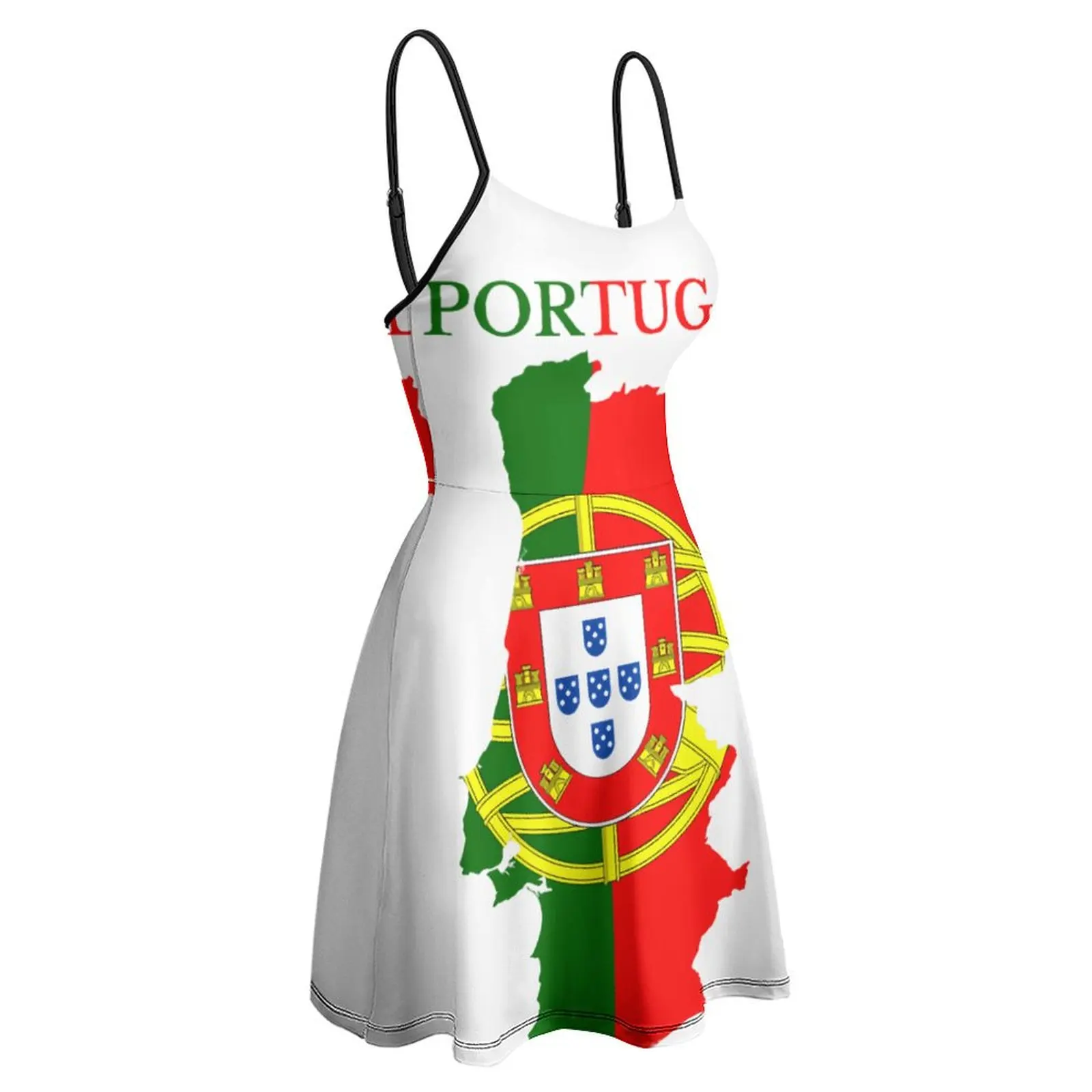 Sexy Portugal Flag Map Portuguese Portugal Women\'s Sling Dress Geeky  Clubs  Woman\'s Dress Suspender Dress Unique