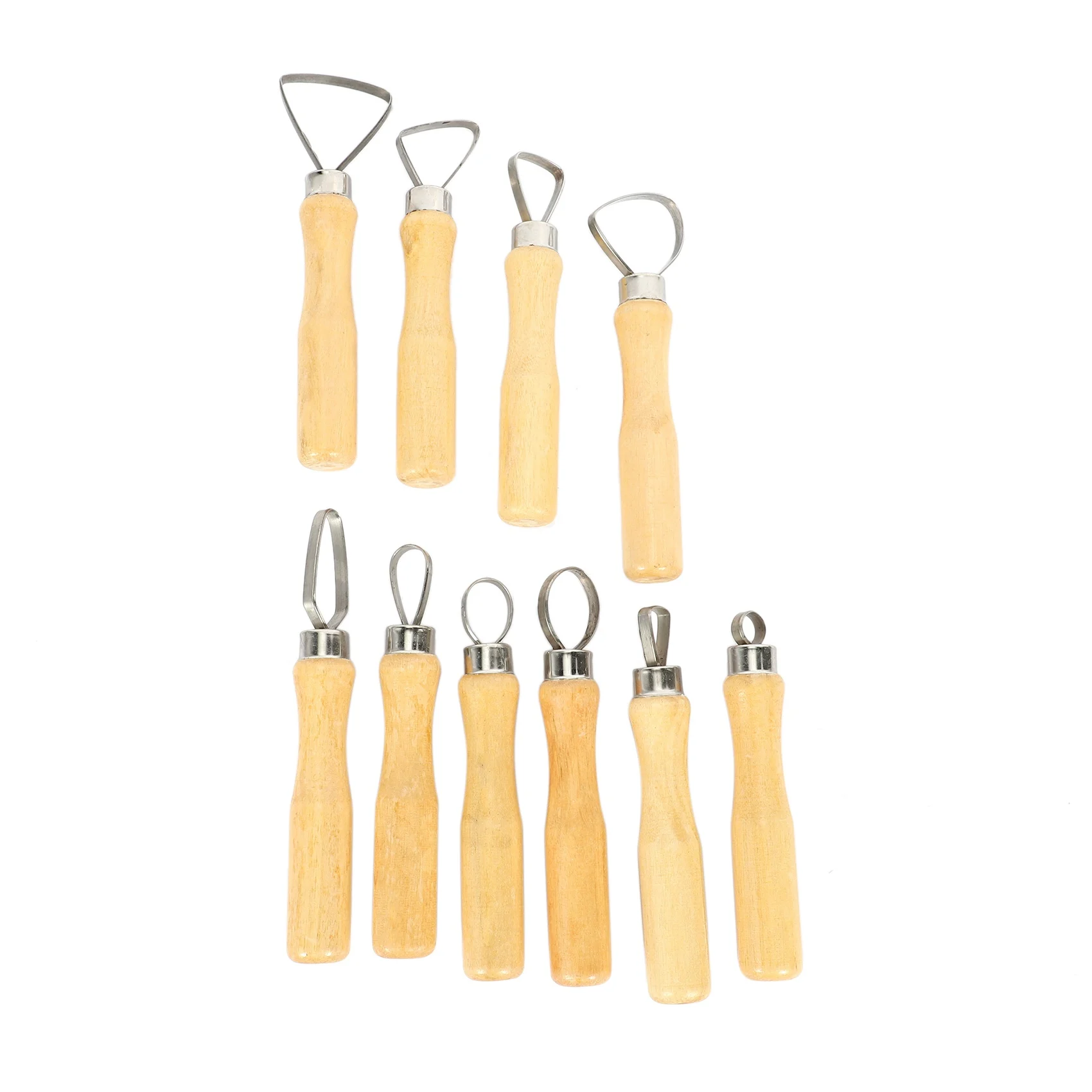 Metal + wood Thick Handle Flat Wire Cutter Clay Pottery Sculpting Tool Set Pack of 10