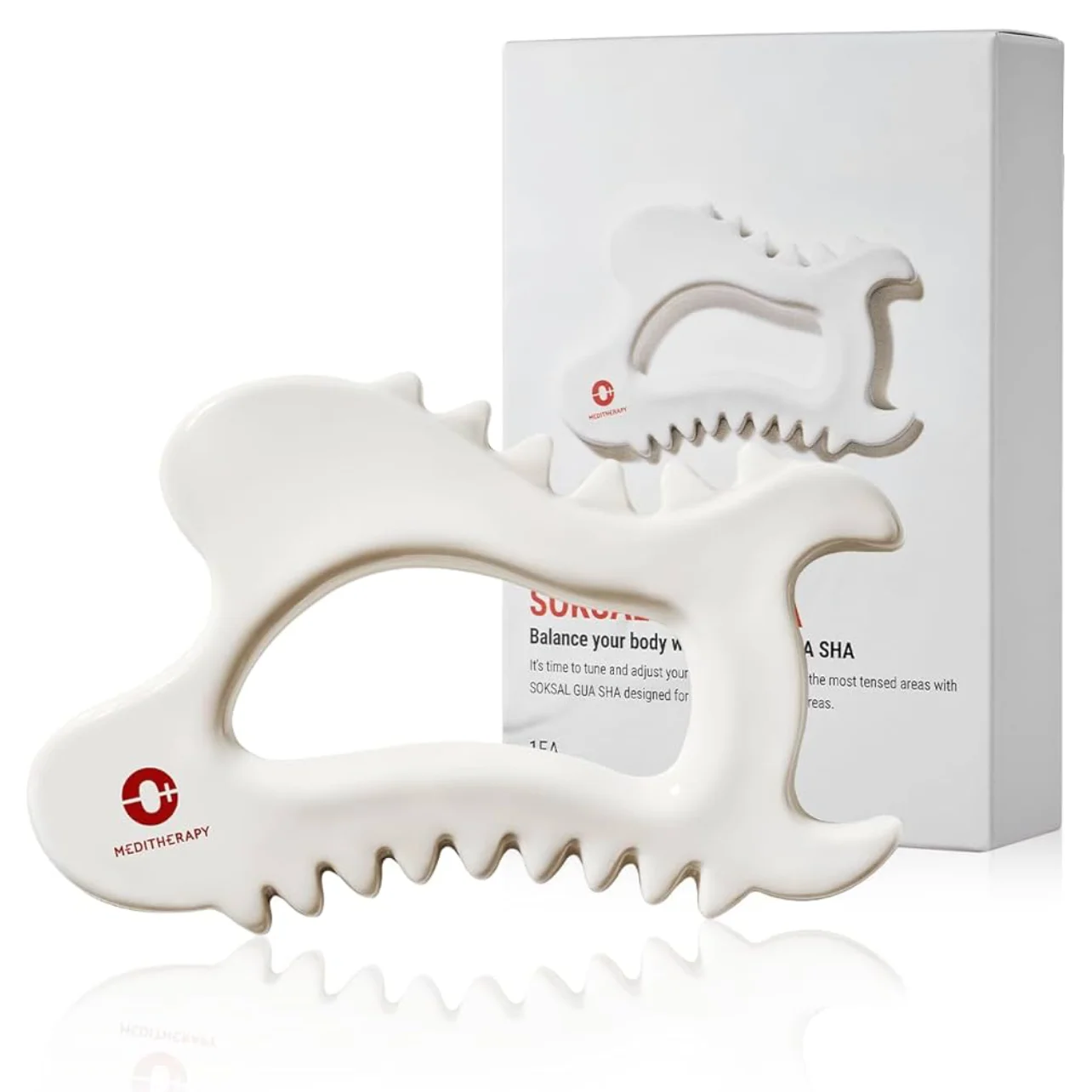 MEDITHERAPY SOKSAL Placa de Guasha de Cerâmica, Ferramenta de Massagem Corporal Coreana, Placa de Guasha para Lifting Facial e Alívio Muscular