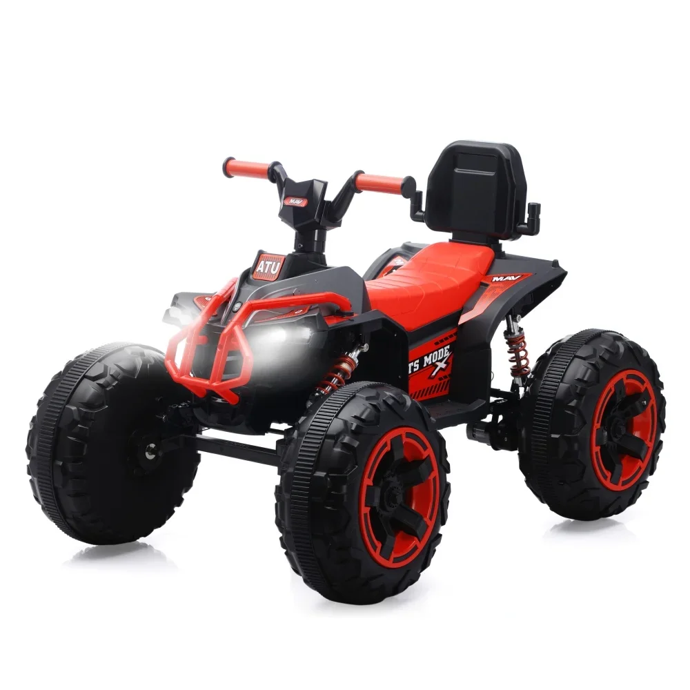 Ride On Toy Electric Car 12V Electric ATV Car for Kids 4 Wheeler Electric Toy Car with Bluetooth,light Leather Seater UTV ATV
