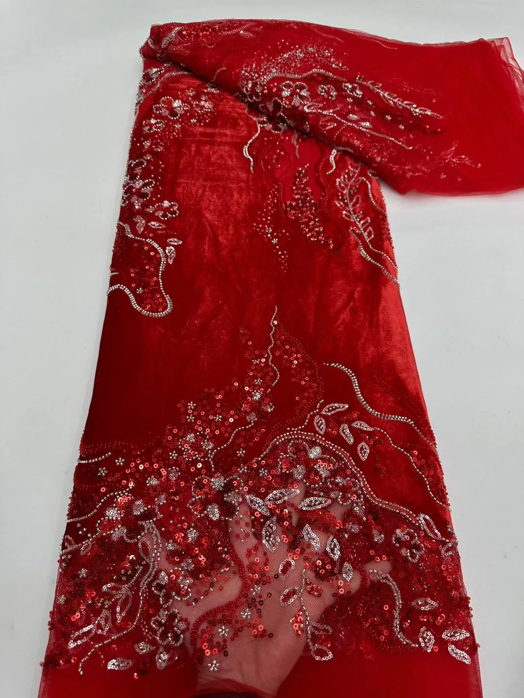

Luxury Beads Mesh Lace Fabrics Velvet Lace Nigerian African Tulle 2025 French Tulle Beaded Net Lace for Women Evening Dresses