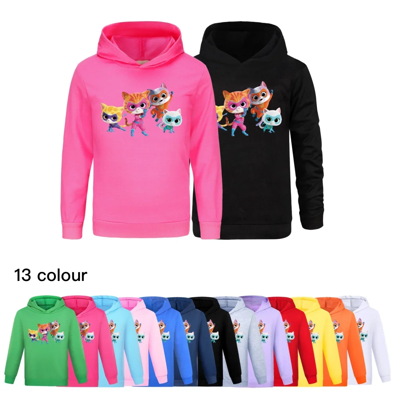 

New Superkitties Hoodie Kids Anime Super Cats Clothes Baby Girls Spring Autumn Pullover Sweatshirt Boys Long Sleeve Hooded Coats