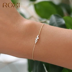 ROXI 925 Sterling Silver Geometric crystal Bracelet For Women Wedding Party 17cm Bangle Pulseras Plata Original 925 Jewelry