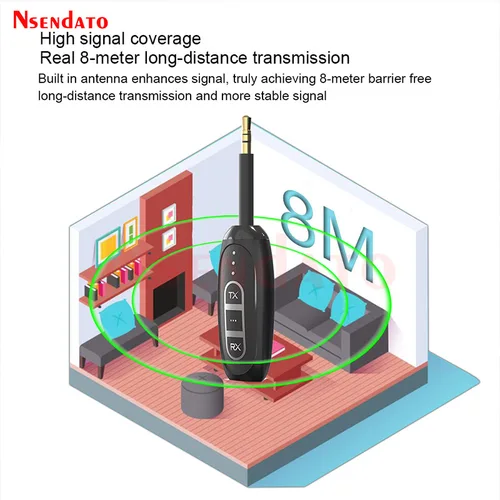 Imagen 2 del producto Adaptador Auracast de Audio y música inalámbrico LE 3 en 1, receptor transmisor Compatible con Bluetooth 5,4 para transmisión de TV, altavoz MP3 para coche