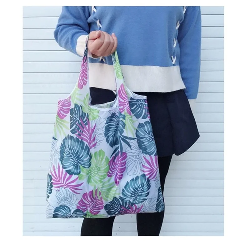 Ladies Reusable Shopping Tote Bag Women\'s Foldable Recycle Shopping Bag Eco Friendly Floral Fruit Vegetable Grocery Pocket Bags