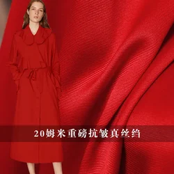 Redraspberry 20momme Red Colour Soft Crepe de Chine 100% Silk Materials Shirt Dress DIY sewing clothing fabrics Freeshipping