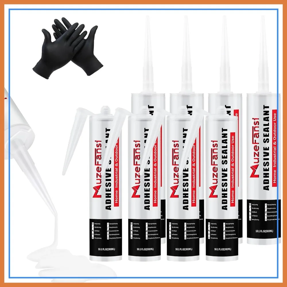 

Self-Leveling RV Roof Lap Sealant, 8-Pack White Silicone, Waterproof Flexible EPDM Repair Kit for Campers & Trailers