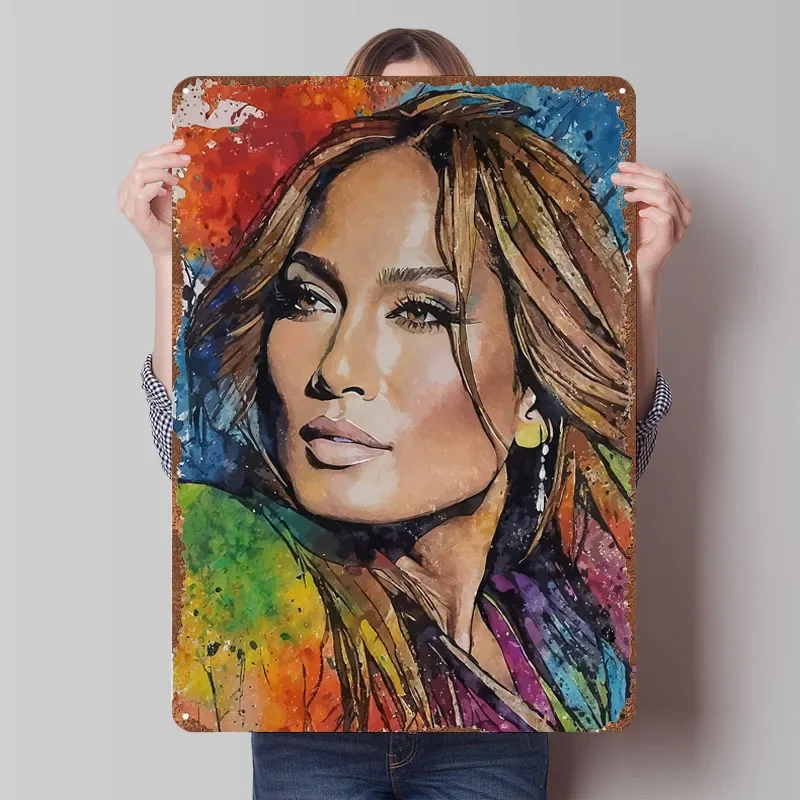 Póster de Jennifer Lopez, Letreros Metálicos de Cantante de Rock, Decoración para Sala de Videojuegos, Letrero de Metal Personalizable con Diseño de Rap para Decoración de Pared en Casa