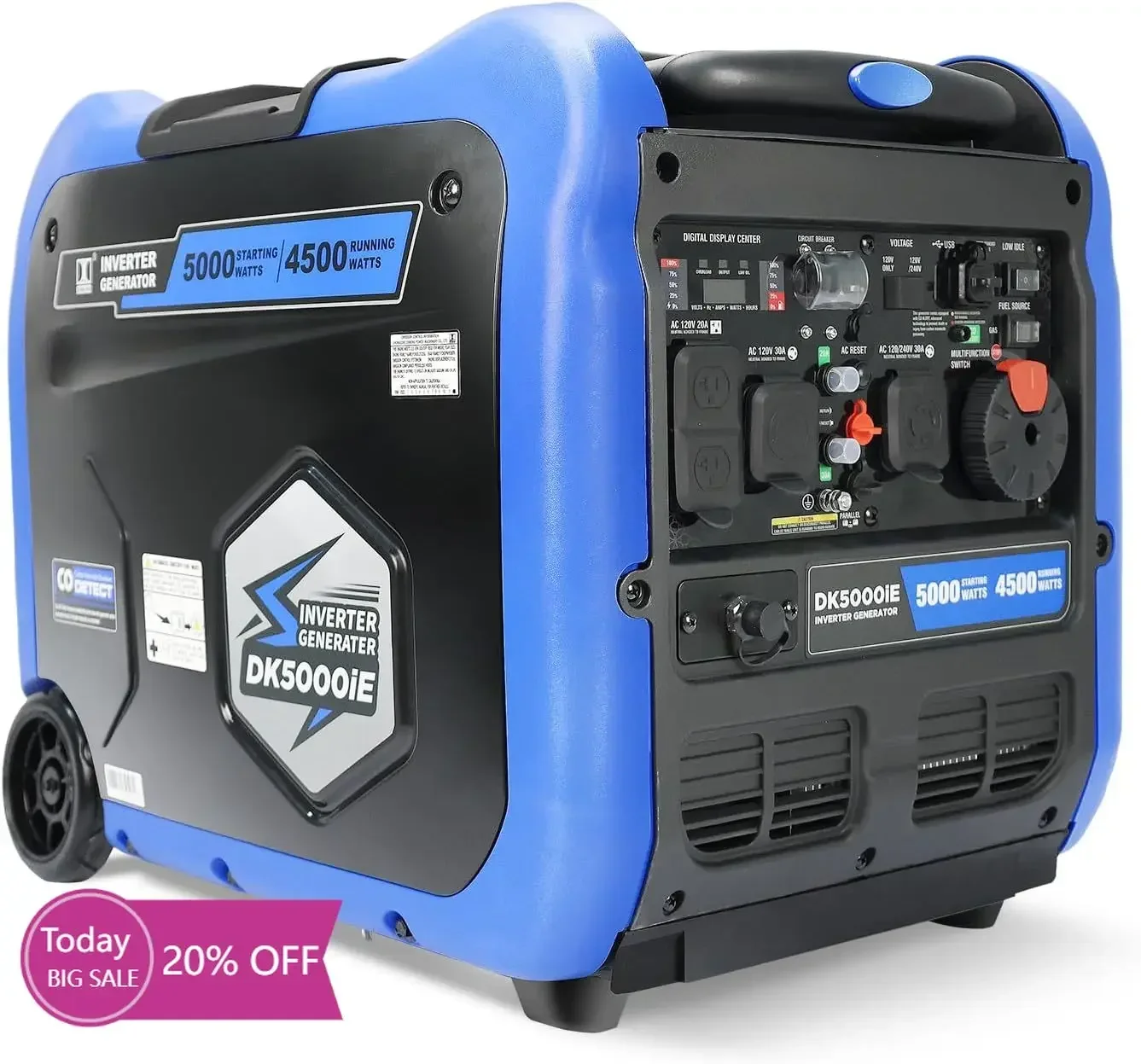 

Бестселлер Генератор газового инвертора мощностью 5000 Вт, электрический запуск, полный выход мощности 120 В, 240 В, возможность преобразования двойного или трехпаплива, колесо