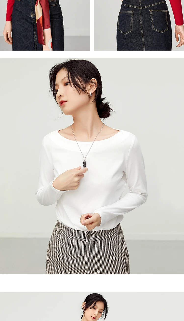 Sentubila Baumwolle Shirts 2023 Frühling Herbst Solide Bodenbildung Tops Oansatz T-shirts Streetwear Temperament Pullover 111T34249 – Detail 16